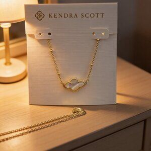 Abbie Gold Pendant Necklace in Ivory Mother-of-Pearl